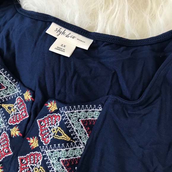 Style & Co. Plus Embroidered Knee-Length Dress - Picture 6 of 7